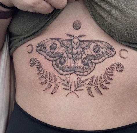 Moth Tattoos, Designs With Meaning, Moth Tattoo Design, Tattoos Geometric, Moth Tattoo, Stomach Tattoos, Sternum Tattoo, Tattoo Cover, Tattoo Designs And Meanings