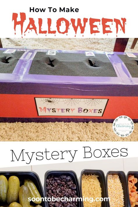 Halloween Mystery Box Ideas, Mystery Box Ideas, Fun Halloween Party Games, Halloween Party Activities, Halloween Class Party, Treats For Kids, School Halloween Party, Halloween Sensory, Halloween Mystery