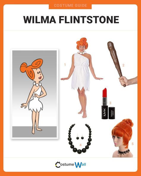 Dress like the ultimate pre-historic woman, Wilma Flintstone, the adoring wife on The Flintstones. Diy Wilma Flintstone Costume, Wilma Flintstone Hair, Wilma Flintstone Costume, Fred Flintstone Costume, Flintstone Costume, Fred And Wilma Flintstone, Flintstones Costume, Family Costumes Diy, Prehistoric Party