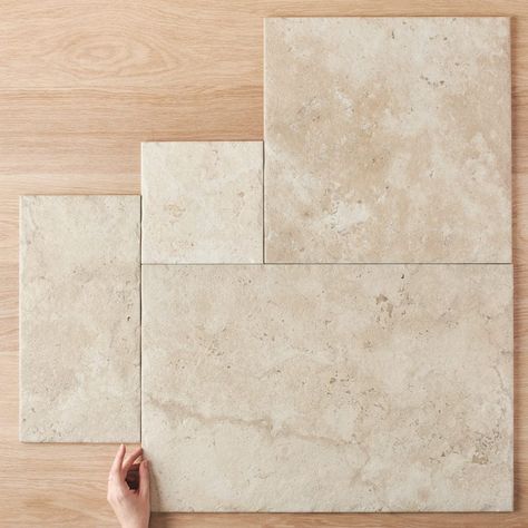 tilecloud | instagram.self Travertine Tile Bathroom, Zen Bathroom Decor, Travertine Bathroom, Patterned Kitchen Tiles, Coastal Flooring, Travertine Tiles, Outdoor Bbq Area, Natural Bedroom, Indoor Tile