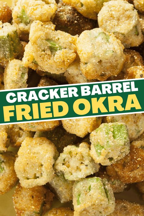 This Cracker Barrel fried okra copycat recipe is crispy, salty, and delicious! Serve up a taste of the south with this scrumptious side dish. Cracker Barrel Mac And Cheese, Breaded Okra, Copycat Cracker Barrel, Cracker Barrel Recipes, Okra Fries, Okra Recipe, Fried Okra, Okra Recipes, Veggie Side Dishes