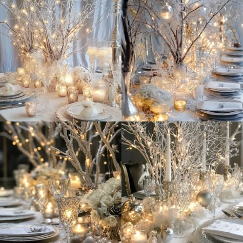 Winter Wonderland Wedding Tips: Magical Ideas for Your Big Day - Yeah Weddings Silver And Gold Winter Wonderland, Yule Ball Wedding, Winter Wonderland Wedding Table Decor, Adult Winter Wonderland Party, Winter Solstice Wedding Ideas, Winter Fairytale Wedding, Narnia Wedding Theme, Winter Fairy Wedding, White And Gold Winter Wedding