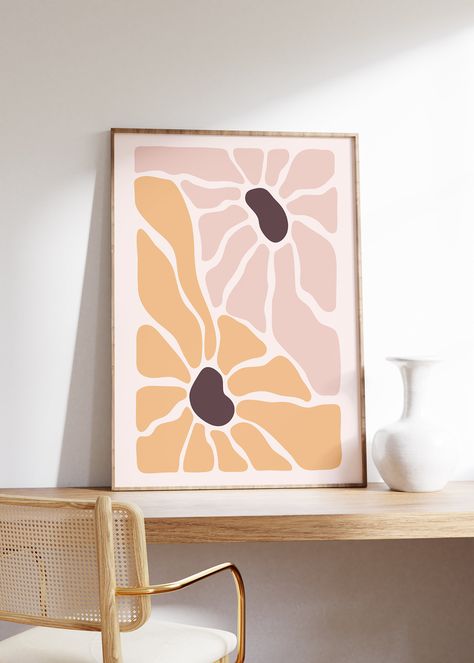 Art Aesthetic Room, Matisse Wall Art, Print Exhibition, Abstract Flowers Print, Art Prints Boho, Purple Wall Art, Funky Wall Art, Orange Wall Art, Unique Art Prints