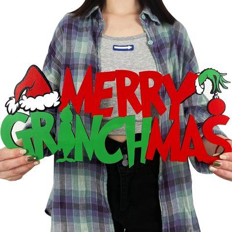 Amazon.com: Grinch Christmas Decorations Merry Grinchmas Wooden Door Hanging Sign Merry Christmas Sign Photo Props for Indoor Outdoor Wall Decor Christmas Tree Ornaments Xmas Party Supplies : Home & Kitchen Christmas Wooden Signs, Christmas Photo Props, Grinch Christmas Decorations, Merry Grinchmas, Wooden Door Signs, Merry Christmas Sign, Christmas Icons, Christmas Sign, Christmas Wall Decor