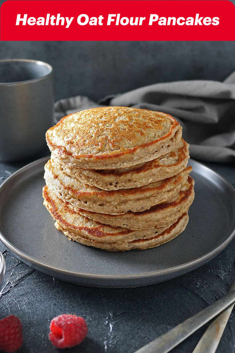 Oat Flour Pancakes Gluten Free Oatmeal Pancakes, Oatmeal Pancakes Easy, Pancakes Oatmeal, Oat Flour Pancakes, Menu Sarapan Sehat, Resep Smoothie, Flour Pancakes, Easy Oatmeal, Overnight Oat