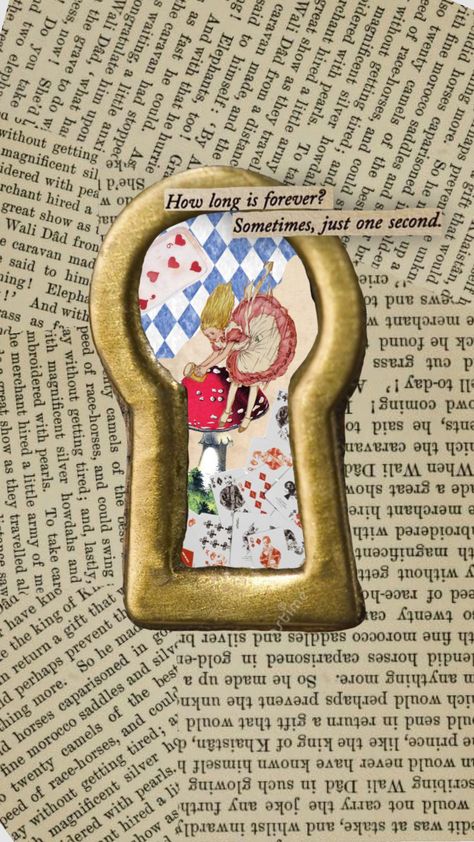 Through The Key Hole Collage/Background #aliceinwonderland #keyhole #books #fairytale #aesthetic #quotes #curiousity #mystery Key Hole Art, Fairytale Aesthetic, Collage Background, Aesthetic Quotes, Key Hole, Art School, Your Aesthetic, Junk Journal, Alice In Wonderland