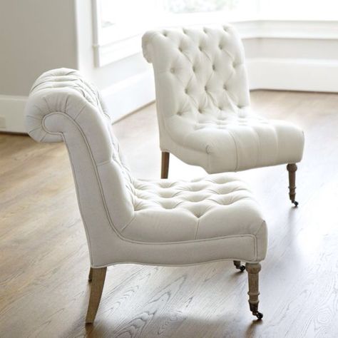 So Cozy Tufted Chairs, Casa Country, Tufted Chair, Kota Bandung, White Chair, Bedroom Chair, Ballard Designs, Hard Wood, Armless Chair