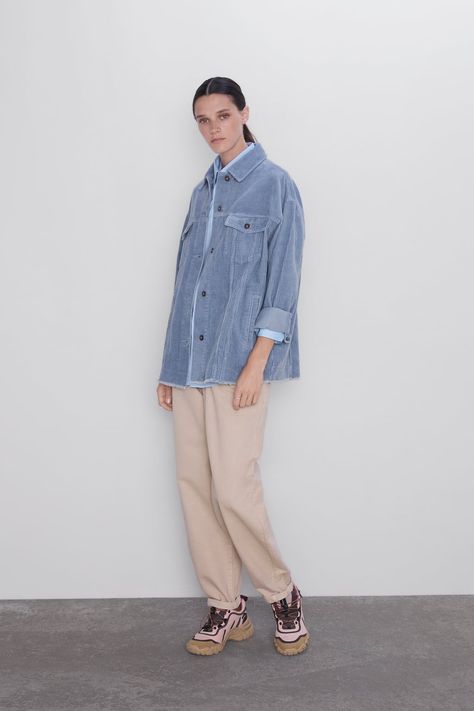 Corduroy Overshirt, Denim Fashion Women, Roll Up Sleeves, High Waisted Trousers, High Waisted Pants, Denim Fashion, Shirt Outfit, Unisex Fashion, Aesthetic Clothes