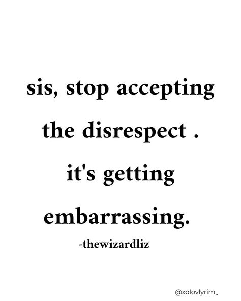 🐧: Respect yourself enough to not let anyone disrespect you ! ... ... quote by @thewizardliz 🫶🏻 ... ... ... #thewizardliz #thewizardlizadvice #thewizardlizquotes #thewizardlizmindset #donotacceptdisrespect #mindset No More Disrespect Quotes, Done With Disrespect Quotes, Never Let Anyone Disrespect You, Tolerating Disrespect Quotes, Remember The Disrespect, Disrespectful Quotes, Disrespect Quotes, A New Era Of Me, Feminine Quotes