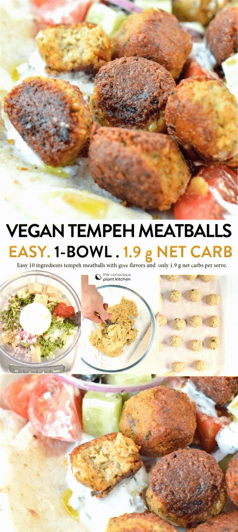 Tempeh Meatballs, Tempeh Recipes Vegan, Gyros Recipe, Soy Tofu, Vegan Tempeh, Vegan Greek, Greek Meatballs, Recipes Meatballs, Tempeh Recipes