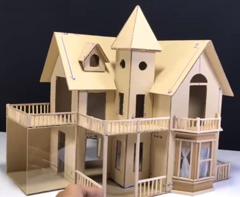 How To Make Cardboard House, How To Make A House Out Of Cardboard, Diy Miniature House Cardboard, House Model Cardboard, Miniature Houses Diy Cardboard Simple, Dollhouse From Cardboard, Cardboard Dollhouse Diy, Miniature Houses Diy Cardboard, Cardboard House Model