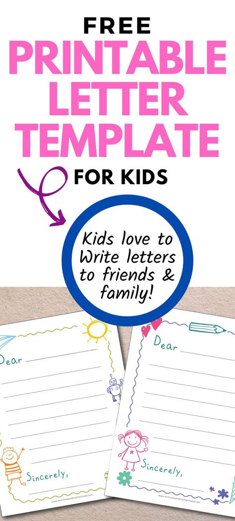 Kids will love writing letters to friends and pen pals with these super cute printable letter templates! #activitiesforkids #socialdistancinghacks #freeprintables #kidsactivities #writingpractice #homeschoolhacks Pen Pals Ideas, Letter Writing For Kids, Informal Letter Writing, Letter Template For Kids, Free Printable Letter Templates, Friendly Letter Template, Kindergarten Writing Activities, Friendly Letter Writing, Pen Pal Kit