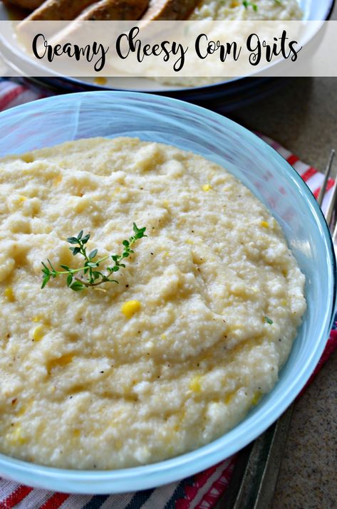 Corn Grits Recipe, Grits Dinner, Creamy Cheesy Corn, Healthy Corn, Corn Grits, Creamy Grits, How To Make Corn, Cheesy Corn, Cheesy Grits