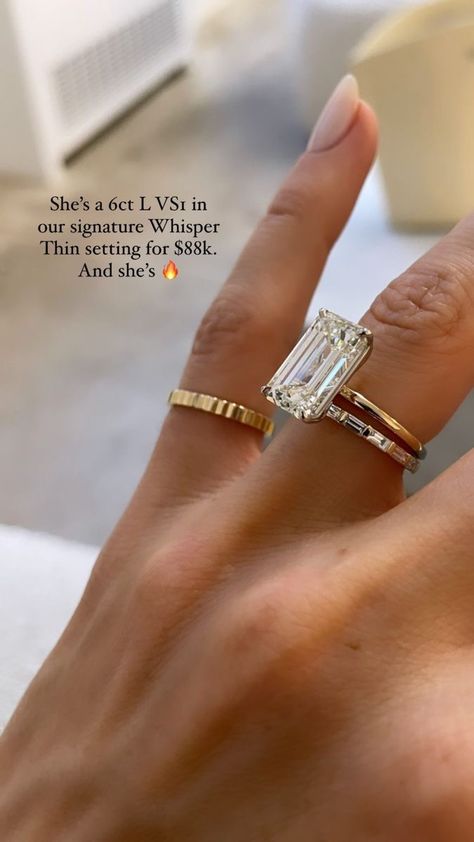 Jewelry For Me, Fat Diamond Ring, Mined Diamond Engagement Ring, Emerald Cut Engagement Ring Different, Emerald Engagement Ring Big, 4 Carrot Diamond Ring, Preppy Classy Aesthetic, 4 Karat Rings, 4 Carat Emerald Diamond Ring