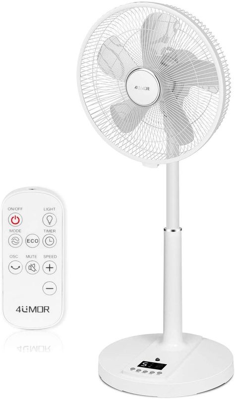 DC Standing Fan, 16 inch Pedestal Fan with Remote Control, 20dB Quiet Floor Fan, 9 Speeds|4 Modes|9H Timer|90°Oscillation|Height Adjustable for Bedroom Home Office [Energy Class A+++] #UK Standing Fans, Pedestal Fan, Dc Motor, Floor Fan, Height Adjustable, Remote Control, Home Office, Home Appliances, Fan