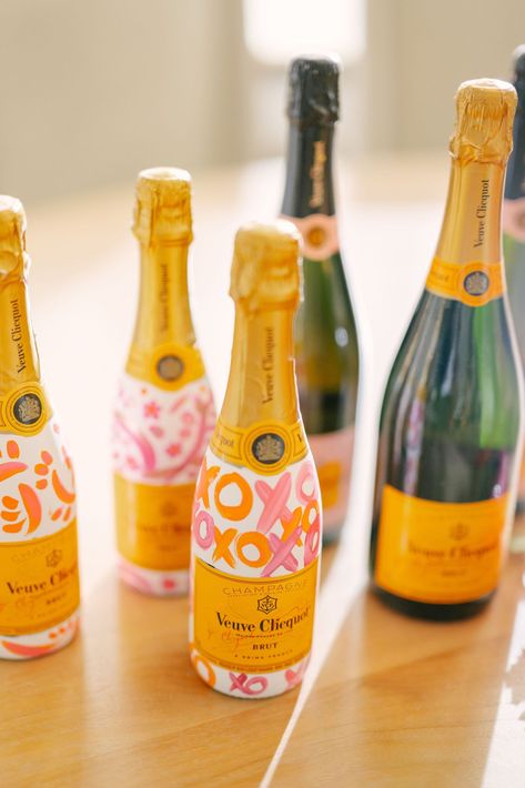 Vueve Champagne Bachelorette, Vueve Champagne, Veuve Bachelorette Party, Orange Bachelorette, Bridesmaids Bags, Turning 22, Custom Champagne Bottle, Rocky Mountain Wedding, Bridesmaid Bags