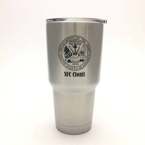 YETI Rambler Engraved w/US Army Seal Choose from YETI Cup Water Bottle or Colster Tumblers New Mug DuraCoat COLORS: Seafoam Green; Tahoe Blue; Olive or Black * More info could be found at the image url.(It is Amazon affiliate link) #WaterBottlesIdeas Yeti Tumbler, Yeti Cup, Yeti Rambler, Engraved Stainless Steel, Seafoam Green, Sea Foam, Us Army, Stainless Steel Tumbler, Travel Mugs