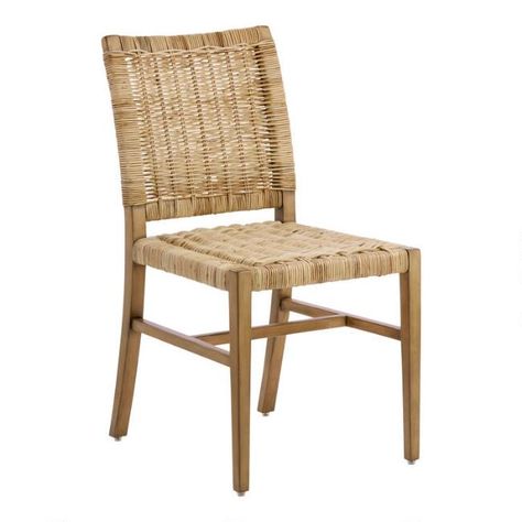 Natural Rattan and Wood Amolea Dining Chair | World Market Rattan Counter Stools, Rattan Dining, Rattan Dining Chairs, Perfect Chair, Wood Dining Chairs, Dining Arm Chair, Upholstered Dining Chairs, World Market, Dining Chair Set