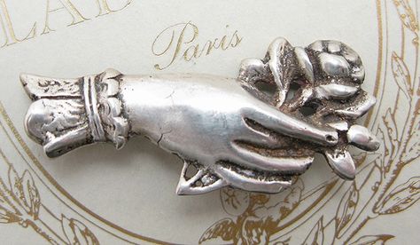 Vintage Sterling Silver Hand Brooch Hand Brooch, Glass Fish, Hand Jewelry, Silver Brooch, Silver Pieces, White Enamel, Creative Space, Vintage Accessories, Vintage Sterling Silver