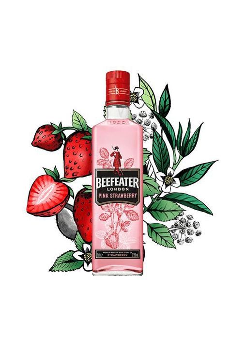 Bebida Gin, Gin Rosa, Pink Gin Cocktails, Gin Party, Beefeater Gin, Love Cocktail, Strawberry Gin, Beefeater London, Alcohol Poster