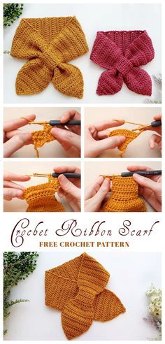 Cowl Patterns, Keyhole Scarf, Crochet Scarf For Beginners, Simple Scarf Crochet Pattern, Crochet Patterns Ideas, Crochet Cowl Free Pattern, Crochet Cowls, Ribbon Scarf, Crochet Neck Warmer