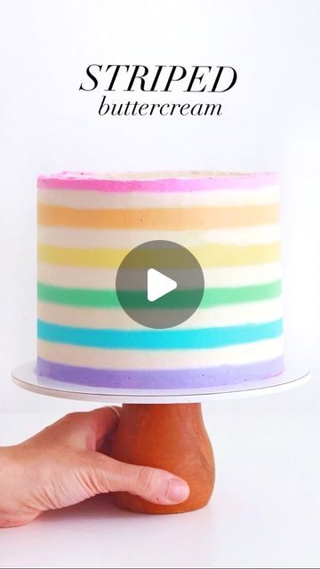 Whitney DePaoli | Sugar & Sparrow on Instagram: "How to make a Striped Buttercream Cake ✨my process for this has evolved over the years and this is how I currently do it (although I just saw a hack the other day that might make it even easier 🤔😆):⁣ ⁣ 1. Start with a chilled, crumb coated cake and add about 1/4 inch layer of buttercream all over it. Smooth the sides down until they’re level.⁣ 2. Refrigerate the cake for about 15 minutes, or until the buttercream is less sticky and semi-set. This makes it easier to comb through and create straighter lines.⁣ 3. Use a stainless steel cake comb to create the grooves. You can gently heat the cake comb under hot water (dry it off thoroughly) before using it on your cake. This helps make the grooves more perfect. Comb the cake until the grooves Striped Cake Tutorial, Anna Craft, Striped Cake, Cake Videos, Cake Tutorial, Buttercream Cake, Horizontal Stripes, Color Stripes, Over It