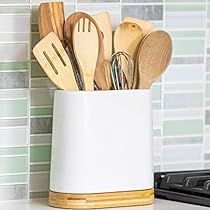 Spatula Organization, Cooking Utensil Organization, Home Utilities, Cooking Utensil Holder, Counter Organizer, Kitchen Decor Styles, Ceramic Utensil Holder, Wood Chopping, Black And White Kitchen