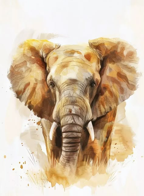 Midjourney AI Image: A cute elephant portrait with a soft pastel background in the style of a watercolor illustration. Si... → more in ai-img-gen.com Soft Pastel Background, Elephant Portrait, Elephant Watercolor, Minimalist Watercolor, Elephant Trunk, Watercolor Elephant, Tinta China, Cheetahs, Book Illustrations