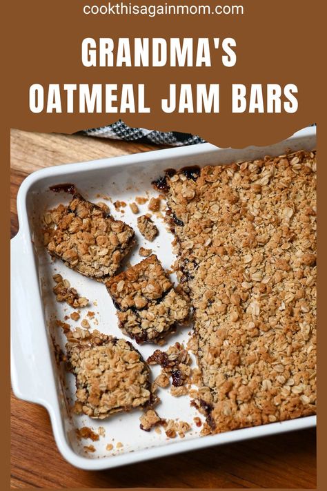 Old Fashioned Oatmeal Bars, Jammy Oat Bars, Oat Jam Bars, Oatmeal Fruit Bars, Oatmeal Jam Bars, Oat Bar Recipe, Jam Squares, Fruit Bars Recipe, Homemade Crisps