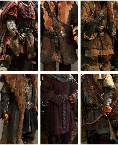 The Dwarves clothes Dwarven Clothing, Dwarven Fashion, Hobbit Dwarves Aesthetic, Dwarvish Architecture, Dwarves The Hobbit Aesthetic, Dwarves Hobbit, Dwarven Cosplay, Dwarves Lotr, Lotr Dwarves