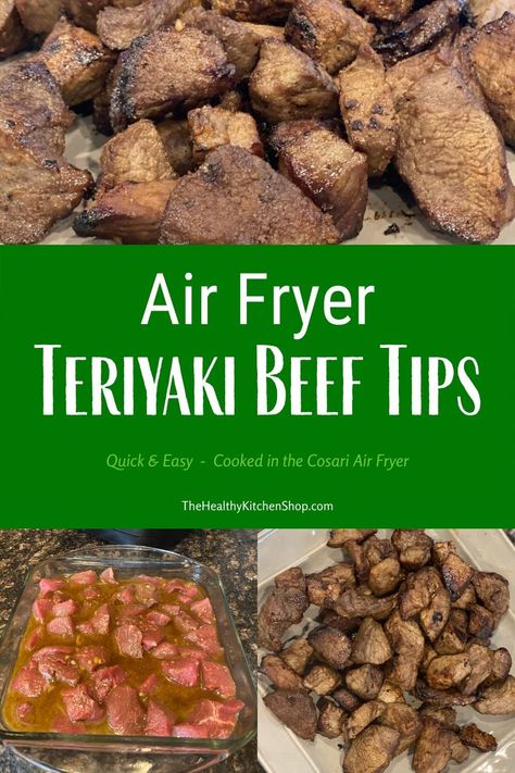 In a rush? You can skip the grill and still have absolutely delicious beef tips in just a few minutes. The teriyaki marinade is delicious, and my Cosari air fryer cooked them to perfection. #airfryer #airfryerrecipe #teriyakibeeftips #cosariairfryer