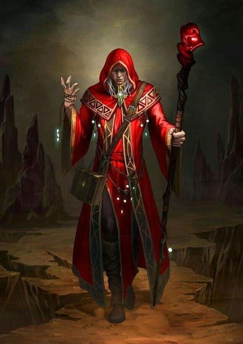 Spirit Companion, Red Mage, Fantasy Wizard, Red Magic, Dungeons And Dragons Characters, Dnd Art, Fantasy Male, Fantasy Rpg, Medieval Fantasy