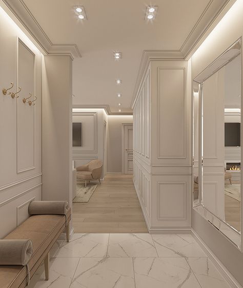 Corridors Design Home, Modern Classic Kitchen, Glamour Interiors, Art Deco Style Interior, Modern Classic Interior, Japanese Bedroom, Corridor Design, Neoclassical Interior, Classic House Exterior