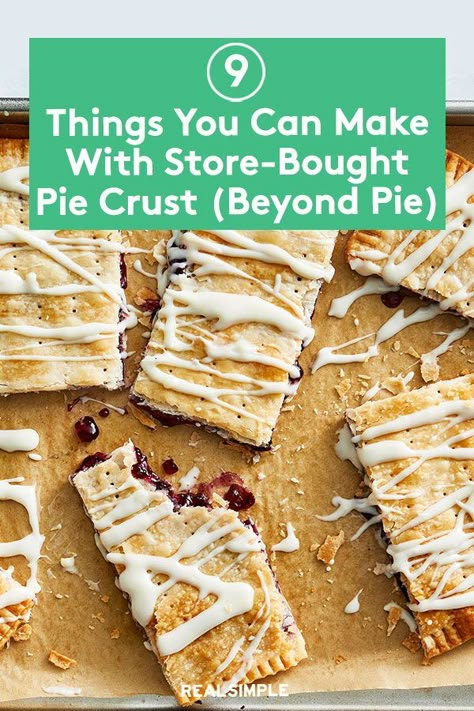 9 Things You Can Make With Store-Bought Pie Crust (Besides Pie) | Have a ready-made pie crust in your fridge or freezer? You have the makings of a lot of tasty options—and not just dessert. Follow these pie crust recipes from pie crust cookies, tasty crackers, to easy samosas. #realsimple #holidayrecipes #holidayideas #holidayfoods #howtocook #recipehack Freezer Pie Crust Recipes, Ready To Use Pie Crust Recipes, How To Make Store Bought Pie Crust Taste Homemade, Boxed Pie Crust Recipes, Pie Crust Pockets, Things To Make With Pie Crust Dinners, Meals Made With Pie Crust, Cookies From Pie Crust, Ready Pie Crust Recipes