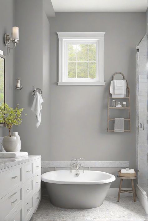 bathroom wall paint, bathroom wall decor, interior wall paint, interior wall decor Mindful Gray Bathroom, Alder Wood Kitchen Cabinets, Grizzle Gray, Grey Bathroom Paint, Mindful Gray Sherwin Williams, Eclectic Bathroom Design, Diy Hardwood Floors, Paint Guide, Blue Gray Paint Colors