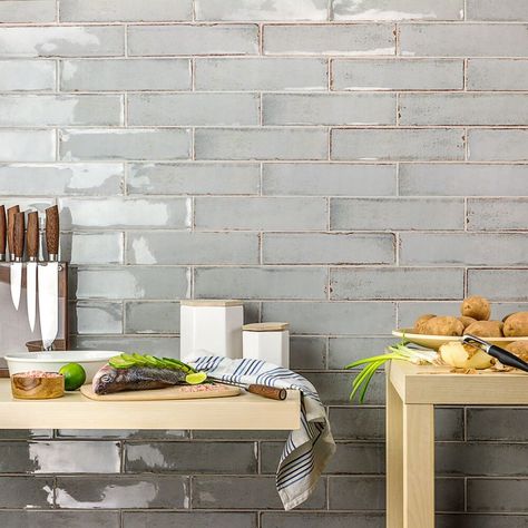 Castle Hazy Trail 3x12 Porcelain Tile Countertop Concrete, Grey Ceramic Tile, Cleaning Tile Floors, Tiles Backsplash, Tuscan Kitchen, Ceramic Subway Tile, Kitchen Backsplash Designs, Kitchen Glass, Backsplash Designs