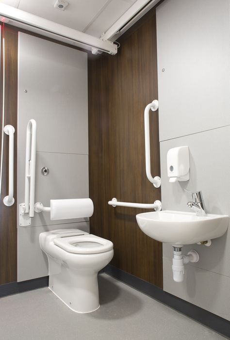 Hospital Toilet, Hospital Bathroom Design, Hospital Toilet Interior Design, Ada Restroom Design Commercial, Public Restroom Floor Plan, Toilet Hotel, Toilet Restaurant, Ladies Bathroom, Comfort Room