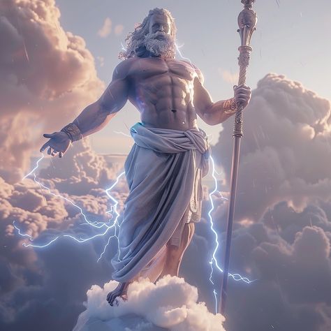 ✨King of the gods, ruler of the sky, Zeus, From the top of Olympus rules the world. With his rod, the lightning flashes, All the gods will heed his word.✨ ✨ ✨ ✨ #aiart #digitalart #digitalillustration #digitalartist #digitalartwork #man #god #zeus #midjourney