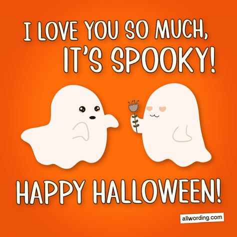 I love you so much, it's spooky! Happy Halloween! #HalloweenLove Halloween I Love You, Cute I Love You Pictures, Halloween Love Quotes, Romantic Halloween, Happy Halloween Quotes, Hug Images, Monster List, Happy Halloween Cute, Love You Funny