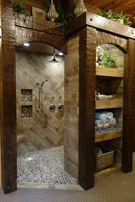 Linear shower styling—see photo idea gallery Linear Shower Base- www.arcfirst.net Rustic Bathroom Designs, Rustic Bathrooms, Dream Bathrooms, Bathroom Remodeling, Rustic Bathroom, Remodeling Ideas, Bathroom Remodel Master, Bath Remodel, House Bathroom