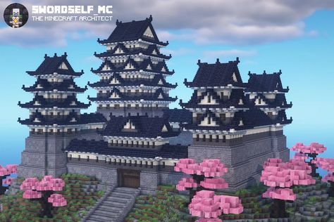 Minecraft Japanese Castle Blueprints, Minecraft Japanese Castle Tutorial, Japanese Wall Minecraft, Japanese Castle Minecraft, Minecraft Building Ideas Japanese, Minecraft Castle Tutorial, Japan Minecraft, Japanese Minecraft Builds, Minecraft Japanese House