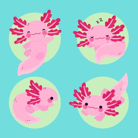 Free vector hand drawn ajolote illustrat... | Free Vector #Freepik #freevector #axolotl #handdrawn #bundle #drawing Cute Axolotl Drawing, Axolotl Illustration, Axolotl Drawing, Axolotl Art, Axolotl Cute, Vector Hand, Dia De Muertos, Kid Stuff, Merlin