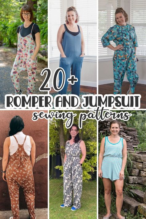 Jumper Sewing Patterns For Women, Free Romper Sewing Pattern, Free Jumpsuit Sewing Pattern, Jumpsuit Free Pattern, Linen Jumpsuit Pattern, Jumpsuit Pattern Sewing Free, Romper Pattern Women's, Crochet Romper Womens, Loose Jumpsuit Pattern