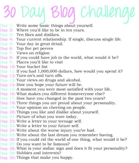 So, I came across this 30 day blogging challenge and basically, you’re given a topic each day for 30 days, and you’re to write a blog post for each topic on the corresponding day… 30 Day Writing Challenge, Journal Topics, Write A Blog, Youtube Channel Ideas, Blog Challenge, Writing Challenge, Journal Writing Prompts, Blog Topics, Blogging Advice