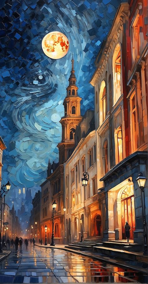 فنسنت فان جوخ, Arte Van Gogh, Art Gallery Wallpaper, Cool Wallpapers Art, City Landscape, Dreamy Art, Wallpaper Pc, Fantasy Landscape, Scenery Wallpaper