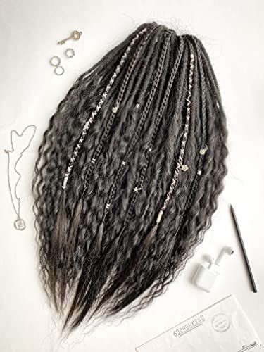 Black Synthetic Dreads, Wavy Synthetic Dreads, Dready Waves, Dread Ideas, Amazon Woman, Curly Dreadlocks, Dread Hair Extensions, Ombre Dreadlocks, Long Hair Perm