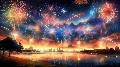 Colorful fireworks lighting up the night sky over an urban lake creating a breathtaking scene during diwali Diwali Night, Diwali Fireworks, Colorful Fireworks, Diwali Festival Of Lights, Architecture Background, Diwali Celebration, Diwali Festival, Festival Of Lights, Cultural Events