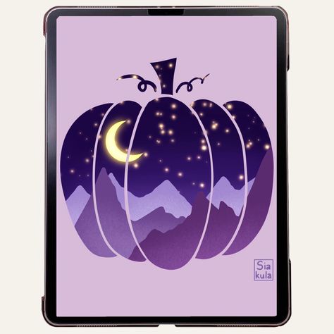 Pumpkin Digital Art, Digital Art Step By Step, Drawing Ideas Halloween, Illustration Step By Step, Procreate Drawing Ideas, Art Step By Step, Procreate Tutorials, Halloween Digital Art, Pro Create