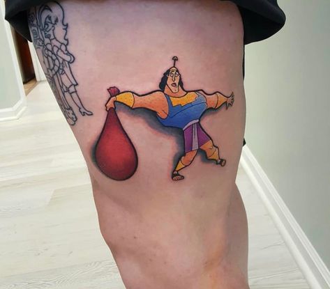 Funny Disney Tattoos, Slinky Tattoo, Goofy Movie Tattoo, Figment Tattoo, Emperors New Groove Tattoo, Buzz Lightyear Tattoo, Disney Tattoos Unique, Kuzco Disney, Cute Disney Tattoos