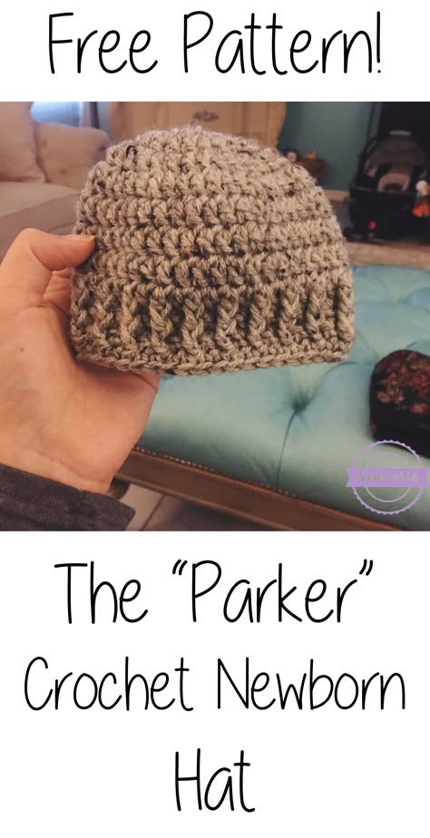 Such a quick and easy FREE newborn hat crochet pattern! Perfectly simple & great for baby boys Crochet Newborn Boy, Crochet Baby Hats Free Pattern, Crochet Baby Boy Hat, Baby Hat Free Pattern, Newborn Pattern, Crochet Hats For Boys, Crochet Newborn Hat, Crochet Newborn, Newborn Hats